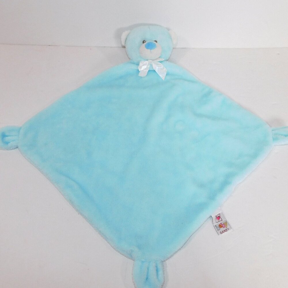 Baby Ganz Blue Bear Security Blanket Mini Blankie Plush Baby Lovey nunu 30188